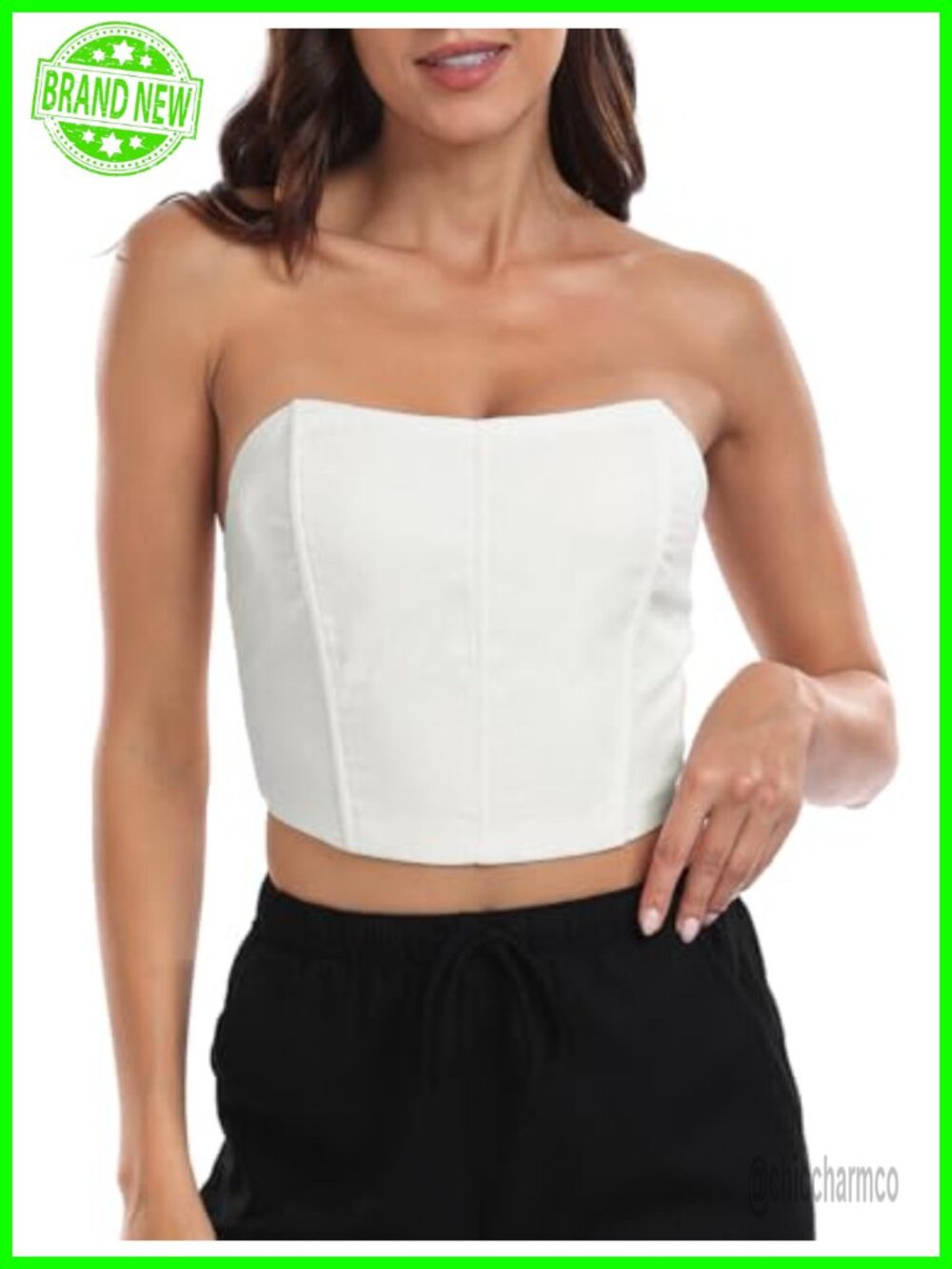 Linen Corset Crop Top Strapless Bustier Tube Top